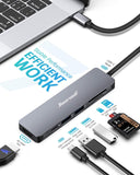 Adaptador multipuerto USB C 7 en 1 a HDMI 4K, USB 3.0, Lector de tarjetas SD