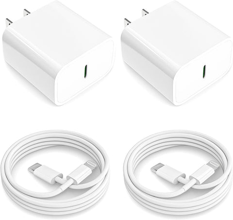 Cargador de iPhone MFI CERTIFIED APPLE carga rápida 20W con puerto tipo C/ Lightning USB C + Cable 6 pies GRATIS