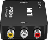GANA Adaptador de convertidor de audio y video, de AV (RCA) a HDMI, 1080p