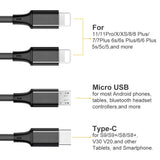 Cable Multiple 4 en 1 Lightning, USB C, Micro USB de 4 PIES (Paquete de 2)