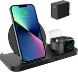 Cargador inalámbrico KKM 3 en 1, AirPods Pro, Apple Watch, iPhone, Samsung.