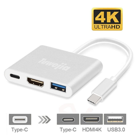 Adaptador USB C a HDMI 4K + USB 3.0 + USB C Tuwejia