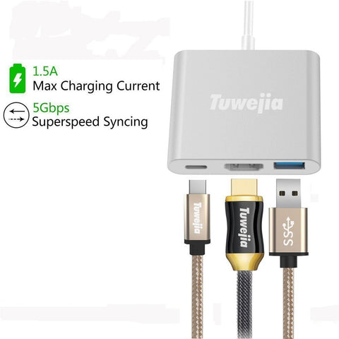  Qidoou Adaptador USB C a HDMI, adaptador USB tipo C convertidor  AV multipuerto con salida HDMI 4K, puerto USB 3.0 y puerto de carga USB-C  compatible con : Electrónica