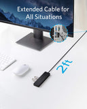 Anker - Hub de datos ultrafino USB 3.0 de 4 puertos con cable 16.4 pies