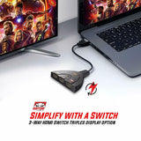 Adaptador Splitter Switcher HUB HDMI 2.0 X 3 puertos, 4k, 1080p