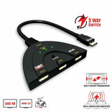 Adaptador Splitter Switcher HUB HDMI 2.0 X 3 puertos, 4k, 1080p